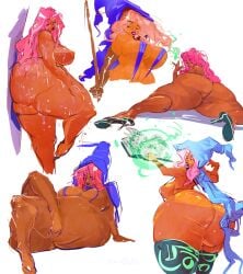 1girls alternate_skin_color ass big_breasts breasts dark_magician_girl female huge_ass pebuhsart thick_thighs thighs yu-gi-oh!