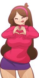 1:2 1girls 2020s 2021 2d :p aged_up antenna_hair ass_length_hair big_breasts blush breasts brown_hair busty casual closed_eyes cowboy_shot curvy cute dancing disney disney_channel disney_xd eyebrows_visible_through_hair female female_only front_view gravity_falls hair_band hair_down happy heart heart_gesture hips hourglass_figure human light-skinned_female light_skin long_ears long_hair mabel_pines manyakis pale-skinned_female pale_skin pink_sweater playful smile solo straight_hair sweater teenager thick_thighs thigh_gap thin_waist tongue tongue_out very_long_hair white_background wide_hips