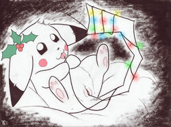 christmas christmas_lights chu electricity female feral holidays nintendo pikachu pokemon pussy tongue tongue_out video_games