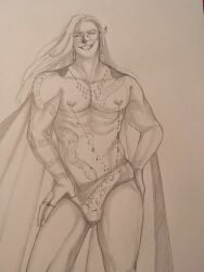 1boy fulgrim jewelry long_hair long_hair_male muscular_male primarch snake_tattoo speedo tattoo warhammer_40k