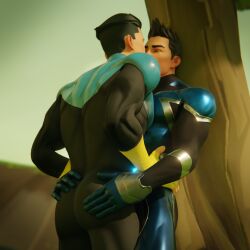 2boys aj_(aj_racer95) aj_racer95 gay invincible kissing male male_only mark_grayson superhero