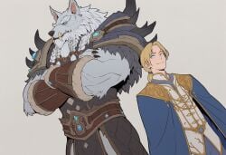 2boys abs age_difference ai_generated anduin_wrynn anthro bara beard big_muscles big_pecs blonde_hair braided_fur canid canine daddy ddkk dilf gay genn_greymane grey_fur hair huge_muscles huge_pecs human human_on_anthro hunk interspecies larger_anthro larger_male male male/male male_focus male_only mature mature_male muscles muscular muscular_anthro muscular_male older_anthro older_anthro_younger_human older_man_and_younger_boy older_on_young pecs silver_fox size_difference smaller_human smaller_male warcraft werewolf white_hair wolf worgen world_of_warcraft yaoi younger_human younger_male
