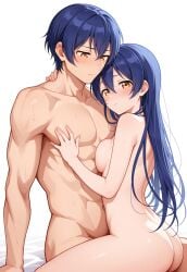 1boy 1girls abs ai_generated ass blue_hair blush breasts civitai closed_mouth completely_nude couple dual_persona female genderswap_(ftm) hair_between_eyes hand_on_another's_chest hand_on_another's_neck illustrious_(stable_diffusion) long_hair looking_at_viewer love_live! love_live!_school_idol_project male male/female medium_breasts milua muscular muscular_male nude nude_female nude_male rule_63 self_upload selfcest short_hair simple_background sitting sonoda_umi straight sweat wai-nsfw-illustrious-sdxl white_background yellow_eyes