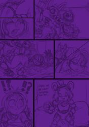 animatronic black_and_white bonnie_(fnaf) chica_(fnaf) comic female five_nights_at_freddy's five_nights_at_freddy's_4 fnaf freddles freddles_(fnaf) horror kayla-na monsters_in_the_closet nightmare nightmare_bonnie nightmare_bonnie_(fnaf) nightmare_chica nightmare_chica_(fnaf) nightmare_foxy nightmare_foxy_(fnaf) robot sketch wet_dream wet_nightmare