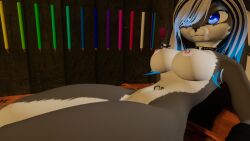 3d anthro big_breasts blue_eyes breasts ear_piercing female furry furry_female gloves heart_tattoo nipple_piercing nipples nose_ring pink_nipples presenting_pussy pussy rabbit_girl snakebite_piercing solo spread_legs stockings_only vrchat vrchat_avatar vrchat_model white_sclera