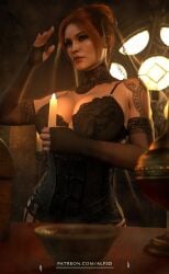 3d alf3d anna_henrietta big_breasts blonde_hair breasts cd_projekt_red clothing corset female gloves light-skinned_female lingerie looking_at_viewer mascara solo solo_female the_witcher_(series) the_witcher_3:_wild_hunt veil