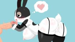 animal_crossing anthro anthro_focus areola ass balls bent_over big_breasts big_butt black_clothing black_ears black_eyes black_legwear black_thigh_highs blue_background blue_inner_ear blush blush_lines bodily_fluids body_blush breast_blush breasts butt_blush clothing costume countershade_arms countershading digital_drawing_(artwork) digital_media_(artwork) dotty_(animal_crossing) duo erection featureless_hands female female_anthro female_focus female_on_human fur garter_belt garter_straps genital_fluids genitals glans glans_lick glistening glistening_areola glistening_breasts glistening_butt glistening_genitalia glistening_glans glistening_legs glistening_nipples glistening_penis glistening_shoulders glistening_thighs gloves grey_eyelids hand_on_another's_genitalia hand_on_another's_penis hand_on_genitalia hand_on_penis handwear heart_symbol human human_on_anthro humanoid_genitalia humanoid_penis interspecies lagomorph leaking_pussy_juice leg_blush legwear leporid licking_tip lineless male male/female male_human male_on_anthro mammal mostly_offscreen_human mostly_offscreen_male multicolored_arms multicolored_body multicolored_fur nintendo nipples pangotime penis pink_areola pink_blush pink_glans pink_heart pink_nipples pink_tongue rabbit reverse_bunny_costume scut_tail short_tail shoulder_blush simple_background solo_focus standing sweat sweaty_arms sweaty_body sweaty_breasts sweaty_butt sweaty_face tail tan_balls tan_body tan_penis tan_skin thick_thighs thigh_blush thigh_highs thought_bubble tongue tongue_out translucent translucent_armwear translucent_clothing translucent_elbow_gloves translucent_gloves translucent_handwear tremble_spikes two_tone_arms two_tone_body two_tone_fur vaginal_fluids vaginal_fluids_drip vaginal_fluids_on_leg vaginal_fluids_on_vulva vein veiny_penis white_butt white_sclera white_shirt_cuffs white_tail white_thought_bubble wide_hipped_anthro wide_hipped_female wide_hips