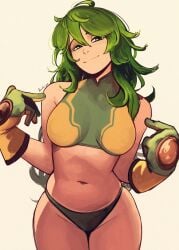 1girls 2d anime background barely_clothed bikini_top blue_eyes boku_no_hero_academia breasts busty busty_female curvy curvy_female curvy_figure digital_drawing_(artwork) digital_media_(artwork) female gloves green_hair hagakure_tooru hagakure_tooru_(visible) invisible_girl large_ass large_breasts my_hero_academia pale-skinned_female pointing_at_self raichiyo33 solo solo_female thighs thong thong_panties underwear underwear_only