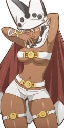 1:2 1girls 2024 alpha_channel dark_skinned_female female for_sticker_use guilty_gear guilty_gear_xrd manyakis no_background one_eye_closed orange_eyes png pose ramlethal_valentine sticker_template transparent_background transparent_png white_hair
