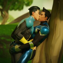 2boys aj_(aj_racer95) aj_racer95 gay invincible kissing male male_only mark_grayson superhero