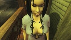 asian asian_female balcony big_breasts black_hair breasts brothel chinese_female cleavage forced_prostitution hitman hitman_contact_(2004) io-interactive mei_ling_(hitman_contact) prostitution rain raining sexy_clothing short_hair whored wood_floor