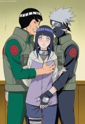 1girls 2boys 2boys1girl adult_and_teenager age_difference ai_generated blush breast_grab crotch_grab grabbing groping hand_on_another's_arm hatake_kakashi hyuuga_hinata hyuuga_hinata imminent_threesome indoors mature_male might_guy naruto naruto_(series) naruto_shippuden naruto_shippuuden sandwiched sensei standing teacher watermark zzz7