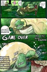 absurd_res animal_genitalia anthro anthro_on_feral aquatic aquatic_gastropod asphyxiation bad_end bestiality bodily_fluids breasts brradett clothed clothing colored comic cum cum_inside dialogue digital_media_(artwork) duo egg english_text erection female female_penetrated feral feral_penetrating forced game_over gameplay_mechanics gastropod genital_fluids genitals group hi_res horn instant_loss_2koma internal internal_vaginal kissing lernie_(brradett) love_goddess_(brradett) male male/female male_penetrating male_penetrating_female melee_weapon mollusk nipples oviposition penetration penile penile_penetration penis profanity rape scalie sex slime slug speech_bubble sweat tail tears text vaginal vaginal_penetration weapon yellow_eyes