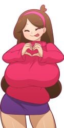 1:2 1girls 2020s 2021 2d :p aged_up antenna_hair ass_length_hair big_breasts blush breasts brown_hair busty casual closed_eyes cowboy_shot curvy cute dancing disney disney_channel disney_xd eyebrows_visible_through_hair female female_only front_view gravity_falls hair_band hair_down happy heart heart_gesture hips hourglass_figure human light-skinned_female light_skin long_ears long_hair mabel_pines manyakis pale-skinned_female pale_skin pink_sweater playful smile solo straight_hair sweater teenager thick_thighs thigh_gap thin_waist tongue tongue_out very_long_hair white_background wide_hips
