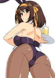 1girls ass breasts bunny_ears bunny_girl bunnysuit fake_animal_ears fake_tail female large_breasts leotard pantyhose suzumiya_haruhi suzumiya_haruhi_no_yuuutsu tagme