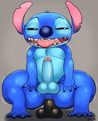 absurd_res alien anal anal_sex anthro ass balls big_balls black_eyes blue_body blue_fur blujie conditional_dnp crouching crouching_over_dildo dildo dildo_sitting disney erection experiment_(lilo_and_stitch) fur genitals hi_res humanoid_genitalia humanoid_penis lilo_and_stitch lube lube_in_ass male penetration penis sex_toy solo stitch_(lilo_and_stitch) thick_thighs