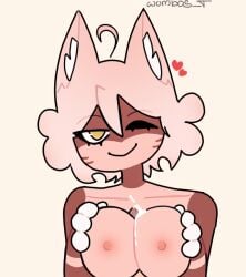 1boy 1girls anthro artist_name boobjob boobs catgirl chocoa_(wombos_t) cum cum_on_breasts cute drawing ears_up female furry furry_female male oc one_eye_closed paizuri penis penis_between_breasts roblox robloxian self_upload smiling smiling_at_viewer tagme titfuck titjob wink winking_at_viewer wombos_t