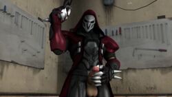2boys 3d armor balls erection gloves male male_only mask multiple_boys overwatch overwatch_2 penis reaper solo testicles
