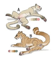 cum cum_inside digitoxici feline female feral golden_tiger mammal pinup pose pussy spreading tiger