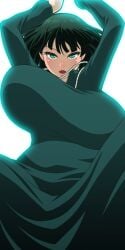 1girls arms_above_head arms_up big_breast breasts breasts breasts clothed clothing color colored dress esper eye_contact female female_focus female_only front_view fubuki_(one-punch_man) green_eyes green_hair large_breast light-skinned_female light_skin lips lipstick looking_at_viewer manyakis medium_hair necklace one-punch_man open_mouth pink_lipstick psychic short_hair solo solo_female solo_focus tagme transparent_background