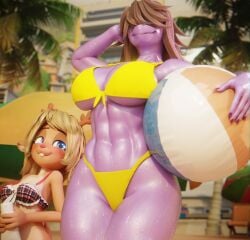 2025 2_horns 2girls 3d 3d_(artwork) 3d_art 3d_artwork 3d_background 3d_model 3d_render 4_fingers 5_fingers abs anthro antlers athletic athletic_female ball beach_ball big_breasts bikini blonde_hair blue_eyes blurred_background breasts brown buckteeth cleavage clothed clothing colored_nails deer deltarune digital_media_(artwork) dinosaur duo eyebrows female fingers freckles hair hair_over_eyes hi_res horn inflatable long_hair looking_at_viewer mammal midriff nails noelle_holiday pink_nose prehistoric_species purple_body purple_nails render reptile samzan_(modeler) scalie smile susie_(deltarune) swimwear tagme teeth two-piece_swimsuit under_boob undertale_(series) vensaku wet yellow_bikini yellow_clothing yellow_swimwear yuri