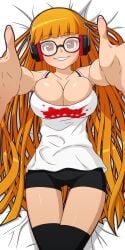 1girls 2d alternate_breast_size beckoning blush breast_expansion breasts female glasses headphones human light-skinned_female light_skin long_hair looking_at_viewer lying_on_back manyakis on_back pale-skinned_female pale_skin persona persona_5 reaching_towards_viewer red_hair sakura_futaba smile tagme teenage_girl teenager thigh_gap thighs transparent_background very_long_hair young young_female