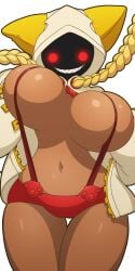 1:2 1girls alpha_channel areola_slip blazblue blonde_hair bouncing_breasts braid breasts dark-skinned_female dark_skin female for_sticker_use grin hood hoodie large_breasts long_hair looking_at_viewer manyakis mike_inel navel no_background panties png red_eyes red_panties sharp_teeth shiny_skin smile solo sticker_template taokaka teeth transparent_background transparent_png twin_braids underwear
