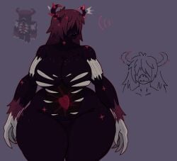 ass big_ass big_breasts black_body breasts curvy dark_skinned_female ephemeralscourg female full_color minecraft monster monster_girl nude nude_female oc reference_image warden_(minecraft) warden_woman_(minecraft) wide_hips