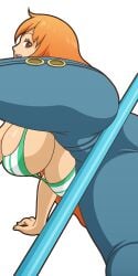 1girls 2d ass bikini breasts color colored female female_only huge_ass huge_breasts jeans light-skinned_female light_skin long_hair manyakis nami_(one_piece) one_piece orange_hair pale-skinned_female pale_skin shounen_jump solo solo_female striped_bikini tagme transparent_background underboob