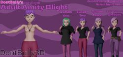 1girls 3d 3d_(artwork) 3d_model adult adult_female aged_up amity_blight brown_eyes dont_bully_(artist) female green_hair model model_sheet multiple_outfits partially_clothed pink_hair purple_hair showcase solo solo_female solo_focus stylized the_owl_house the_owl_house_(finale)
