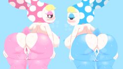 animal_crossing anthro anus areola aroused ass bedroom_eyes bent_over big_breasts bikini bikini_bottom bikini_bottom_down black_eyes blonde_hair blue_anus blue_areola blue_background blue_bikini_bottom blue_body blue_butt blue_clothing blue_eyelashes blue_eyeshadow blue_fur blue_headgear blue_headwear blue_hood blue_legs blue_nipples blue_tail blue_vulva blush blush_lines bodily_fluids breasts chrissy_(animal_crossing) clothed clothing countershade_butt countershading digital_drawing_(artwork) digital_media_(artwork) dripping duo eyelashes eyeshadow female female_anthro francine_(animal_crossing) fur genital_fluids genitals green_nose hair headgear headwear humanoid_genitalia humanoid_vulva lagomorph leaking_pussy_juice leporid lineless looking_at_viewer looking_back looking_back_at_viewer makeup mammal multicolored_body multicolored_butt multicolored_fur multicolored_hood narrowed_eyes nintendo nipples open_mouth pangotime pink_anus pink_areola pink_bikini_bottom pink_blush pink_body pink_butt pink_clothing pink_eyelashes pink_eyeshadow pink_fur pink_headgear pink_headwear pink_hood pink_legs pink_nipples pink_tail pink_vulva presenting presenting_hindquarters rabbit rear_view saliva saliva_drip scut_tail seductive short_tail sibling_(lore) simple_background sister_(lore) sisters_(lore) skimpy_bikini small_nose swimwear tail thick_thighs tongue tongue_out topless topless_anthro topless_female two-piece_swimsuit two_tone_body two_tone_butt two_tone_fur two_tone_hood vaginal_fluids vulva white_body white_breasts white_countershading white_fur white_sclera wide_hipped_anthro wide_hipped_female wide_hips
