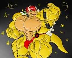 1boy abs anthro biceps big_muscles bowser bulge collar daddy dilf emotioncreator furry furry_male furry_only gigantic_muscles hair horns huge_muscles koopa large_muscles looking_at_viewer male male_only mario_(series) muscles muscular muscular_arms muscular_legs muscular_male muscular_thighs nintendo pecs red_hair reptile scalie speedo tail yellow_skin