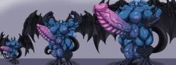 abs barbed_penis blue_skin dragon_girl futanari gigantic_penis hazel_iic hyper_muscles muscle_growth muscular_futa