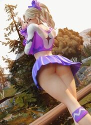 1female 1girls 3d artist_request ass ass ass_focus ass_visible_under_skirt big_ass big_butt blonde_female blonde_hair blonde_hair blonde_hair_female cheerleader cheerleader_outfit cheerleader_uniform ear_piercing epic_games female female female_only fortnite fortnite:_battle_royale freckles freckles_on_face hair_ornament haylee_skye_(fortnite) light-skinned_female light_skin looking_at_viewer looking_back looking_back_at_viewer neckwear outdoors outside piercing ponytail pose posing purple_eyes skirt solo solo_female standing tagme thick_thighs thighs