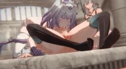1futa 2girls animated balls_deep big_penis castorice_(honkai:_star_rail) deepthroat firefly_(honkai:_star_rail) futa_on_female futanari honkai:_star_rail no_sound stelle_(honkai:_star_rail) suhe tagme thick_thighs throat_fuck thrusting video watching