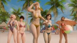 azucena_milagros_ortiz_castillo bandai_namco beach emilie_de_rochefort holding_hands image kazama_asuka nina_williams reina_mishima tekken tekken_8 yuri zandrinya