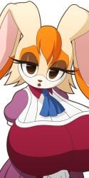1girls anthro anthro_only big_breasts blouse breasts clothed clothing color colored eyelashes eyeliner eyeshadow female female_only fur furry furry_only gloves large_breasts lipstick makeup manyakis milf milk rabbit shirt skirt solo sonic_(series) sonic_the_hedgehog_(series) transparent_background vanilla_the_rabbit