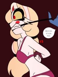 arms_behind_back blonde_hair captured charlie_morningstar_(hazbin_hotel) gagged gagged_female hazbin_hotel hazbin_hotel_(season_2) luis_gaspar open_eyes princess restrained restrained_arms slave slave_bikini slave_girl valentino_(hazbin_hotel)