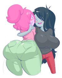 2d 2girls adventure_time ass ass_bigger_than_breasts ass_size_difference ass_vs_breasts big_ass big_breasts black_hair blush bottom_heavy breast_size_difference breasts breasts_bigger_than_ass bubble_butt bulumble-bee canon_couple cartoon_network clothed clothing dat_ass duo female fully_clothed grey_skin hair huge_ass huge_breasts long_hair marceline no_penetration pink_hair pink_skin princess_bubblegum sharp_teeth smile thick_thighs top_heavy wide_hips yuri