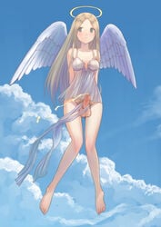 1futa angel angel_halo angel_wings balls blonde_hair blue_eyes camisole cleavage cum erection flying futa_only futanari halo intersex lingerie liza_(artist) long_hair penis precum pubic_hair solo testicles wings