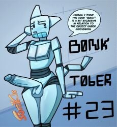 absurd_res anthro big_penis blush domestic_cat erection felid feline felis femboy genitals hi_res humanoid machine male male/male mammal penis robot shy solo sosalkis speech_bubble