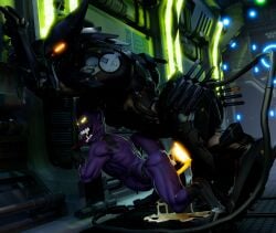 3_toes 3d 3d_(artwork) 3d_render biomechanical black_body blade_wolf bulge canid canine canis clawed_feet complex_background cum cum_inside cum_pool cum_pooling cumshot cybernetics daemon demon demon_horns facemask glistening glistening_body glowing glowing_eyes glowing_genitalia imp knife knotted_penis konami long_tail metal_gear metal_gear_rising metal_gear_rising:_revengeance metal_gear_solid monster orange_eyes outofnecessity platinum_games purple_body quadruped robot sci-fi sharp_claws sharp_teeth size_difference stomach_bulge tail teeth two_tone_body weapon weapons wolf yellow_eyes