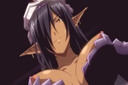 1boy animated black_hair breasts brown_eyes dark_elf elf female forced kuroinu_~kedakaki_seijo_wa_hakudaku_ni_somaru~ long_pointy_ears magic male nipples olga_discordia pointy_ears straight vault_(kuroinu)