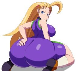 1girls ass big_ass big_breasts big_butt blonde_hair breasts female female_only grabbing_own_ass history's_strongest_disciple_kenichi mechspazer miu_furinji spandex