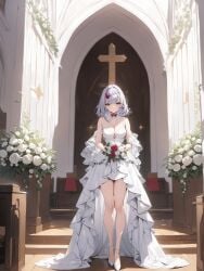 ai_generated church flower genshin_impact legs ministro noelle_(genshin_impact) rose wedding wedding_dress