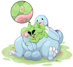 69 anilingus anus ass balls furry gay gengar king_the_gengar_(character) male male_only mega_gengar penis pokemon quagsire size_difference spread_ass xingscourge