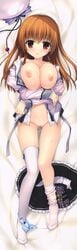 alia's_carnival!_flowering_sky asamiya_shiina breast_hold breasts dakimakura nanao_naru nanawind nipples no_bra open_clothes open_shirt panties panty_pull pussy pussy_juice seifuku shirt thighhighs