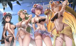 4girls aldafera alternate_costume ass beach big_ass bikini black_bikini black_swimsuit blue_eyes byleth_(fire_emblem) byleth_(fire_emblem)_(female) byleth_(summer)_(fire_emblem)_(female) cleavage female female_only fire_emblem fire_emblem:_three_houses fire_emblem_heroes green_eyes green_hair grey_hair gullveig_(fire_emblem) gullveig_(summer)_(fire_emblem) large_breasts multiple_girls nintendo official_alternate_costume outdoors purple_hair rhea_(fire_emblem) rhea_(summer)_(fire_emblem) seidr_(fire_emblem) seidr_(summer)_(fire_emblem) swimsuit teal_hair white_bikini white_swimsuit yellow_eyes yellow_hair