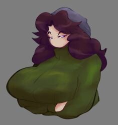 annoyed_expression arms_crossed beanie big_breasts chubby chubby_female creepypasta freckles friday_night_funkin looking_away sara_taylor shrtstcksuprmcy skirt step_right_up:_adventure_isle suspicious thick_thighs