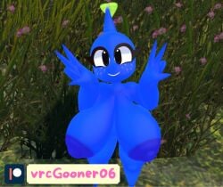 blue_pikmin large_breasts peace_sign pikmin pikmin_(species) shortstack solo_female vrcgooner06 vrchat